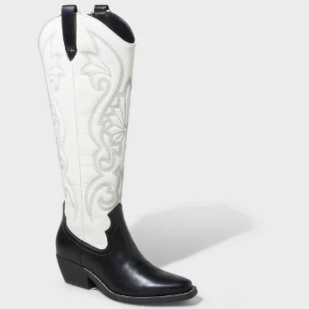 Wild Fable Kenzi Western Cowboy Boots NWT Black/White Memory Foam